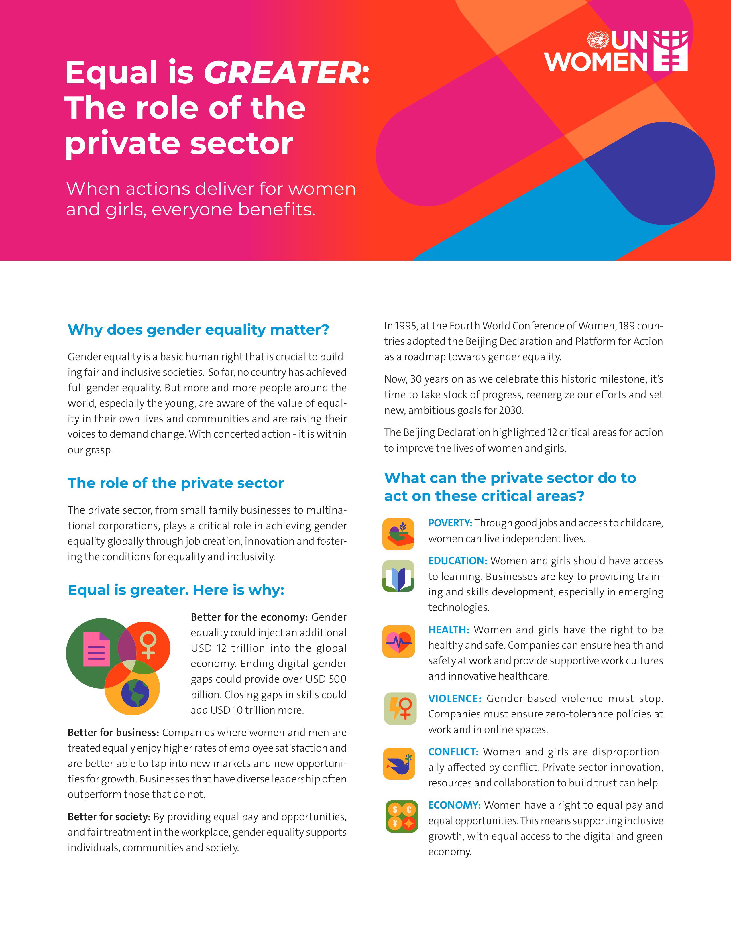 Equal is Greater: The role of the private sector