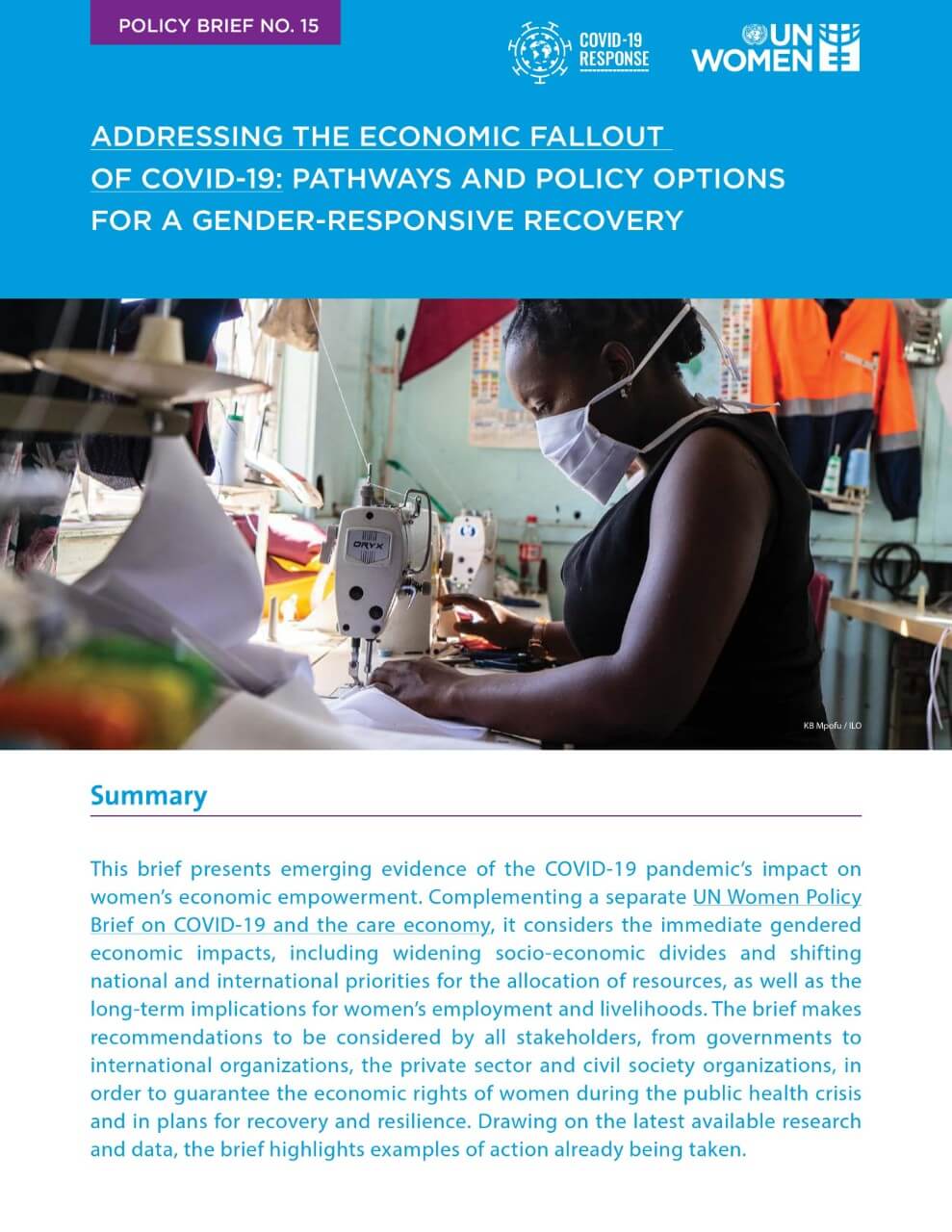 Addressing the economic fallout of COVID-19: Pathways and policy options for a gender-responsive recovery