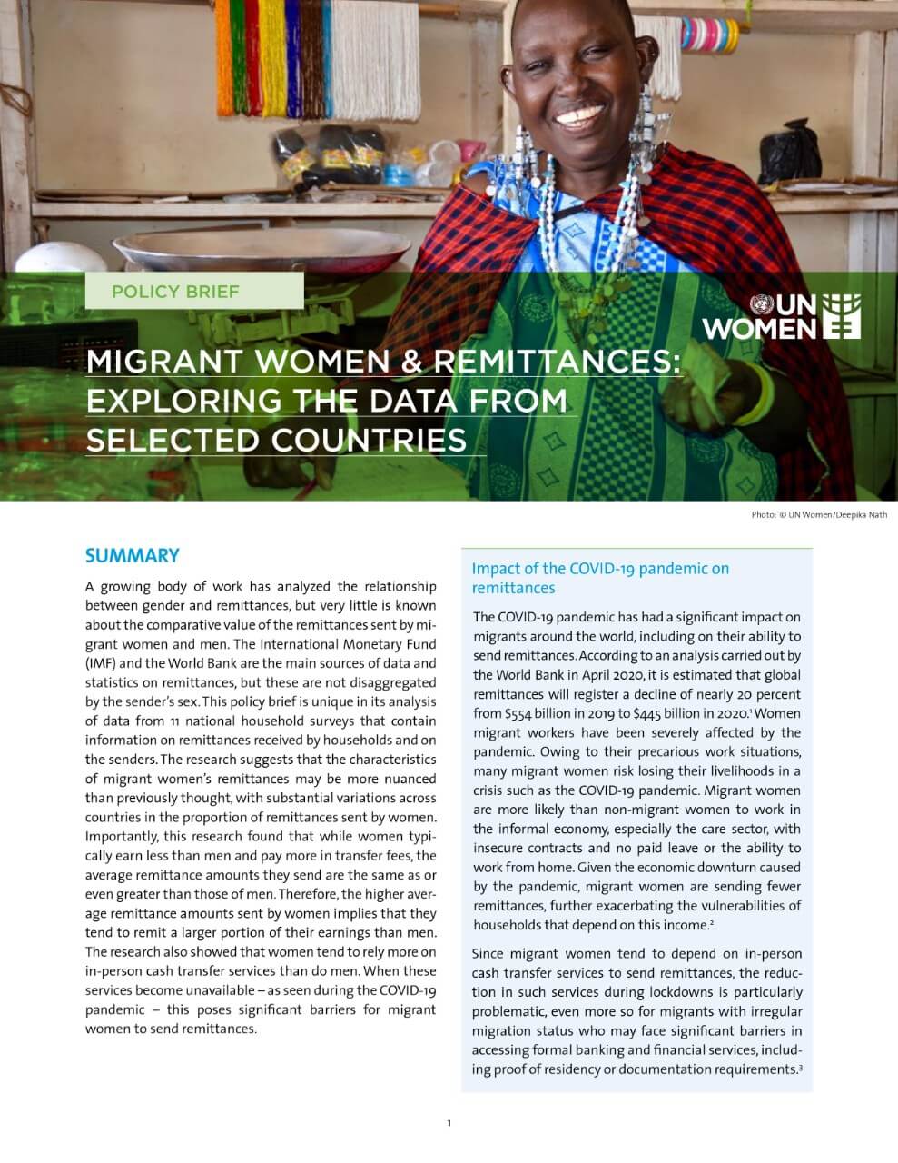 Migrant women and remittances: Exploring the data from selected countries