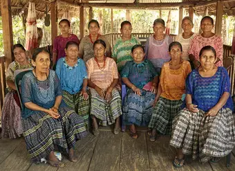 The abuelas [grandmothers] of Sepur Zarco. Before the historic judgement was passed on the Sepur Zarco case in 2016, the grandmothers covered their faces to protect their identity as they experienced intense discrimination, and even rejection. Now they are regarded as respected elders and leaders in their community. Photo: UN Women/Ryan Brown.