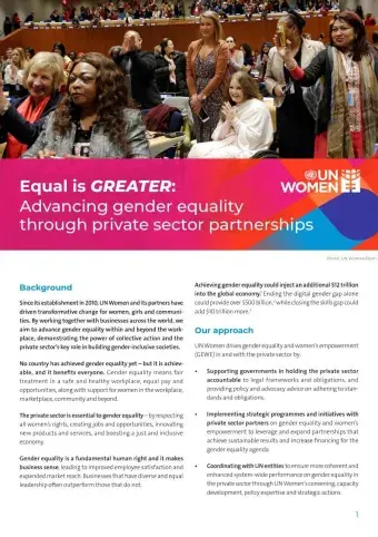 Equal is greater: Advancing gender equality through private sector partnerships