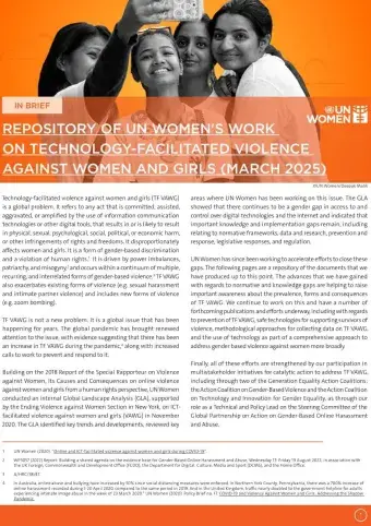 Repository of UN Women’s work on technology-facilitated violence against women and girls