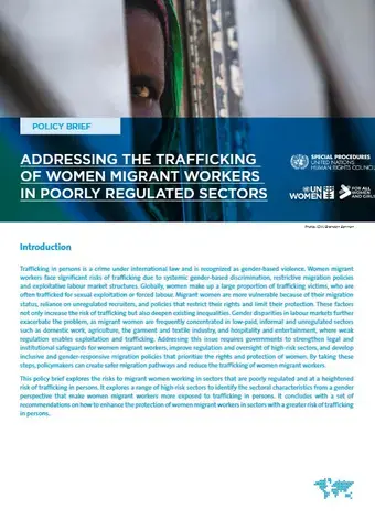 Policy brief on trafficking of women migrant workers