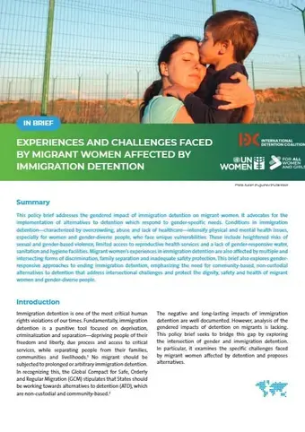Policy brief: Experiences and challenges faced by migrant women affected by immigration detention