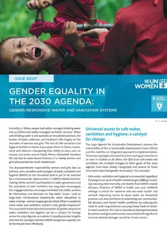 Gender equality in the 2030 Agenda: Gender-responsive water and sanitation systems