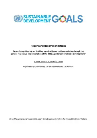 Report and recommendations of the Expert Group Meeting on “Building sustainable and resilient societies through the gender-responsive implementation of the 2030 Agenda for Sustainable Development”