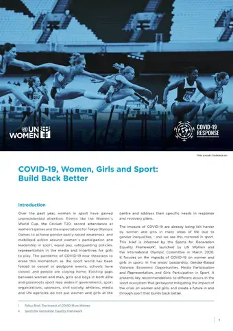 COVID-19, women, girls and sport: Build back better