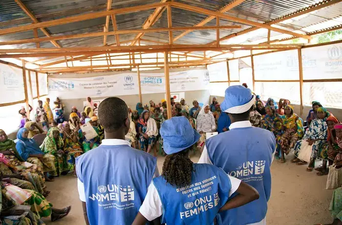 Cameroon, Gado-Badzere refugee camp, 2016. UN Women Cameroon supports economic and social rehabilitation for vulnerable women and survivors of sexual and gender-based violence in seven refugee camps in three regions of the country. Photo: UN Women/Ryan Brown.