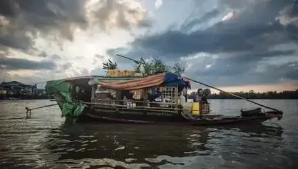 migrants on a floating house