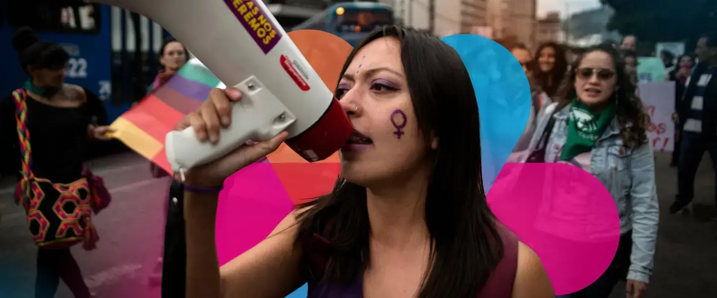 Activists, social leaders, organizations, women, and men participate in a march against gender violence titled “Vivas nos Queremos” (We Want Us Alive) in Ecuador, 2019. Photo: UN Women/Johis Alarcón.