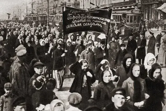 women march for their rights in Russia, 1911. 
