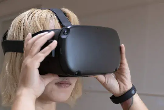 Women using virtual reality sets in Bangkok, Thailand, 02 April 2022.