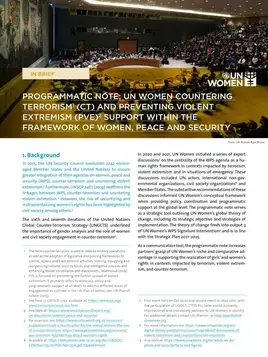Programmatic note: UN Women countering terrorism and preventing violent extremism support within the framework of women, peace, and security