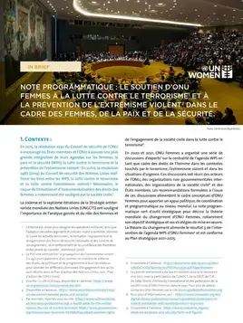 Note programmatique : Le soutien d’onu femmes à la lutte contre le terrorisme et à la prévention de l’extrémisme violent dans le cadre des femmes, de la paix et de la sécurité