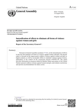 Intensification of efforts to eliminate all forms of violence against women: Report of the Secretary-General (2022)