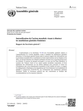 Intensification de l’action mondiale visant à éliminer les mutilations génitales féminines : Rapport du Secrétaire général (2022)