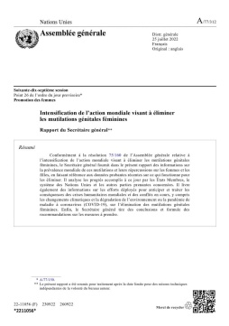 Intensification de l’action mondiale visant à éliminer les mutilations génitales féminines : Rapport du Secrétaire général (2022)