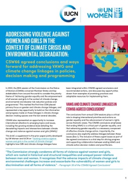 CSW66 agreed conclusions and ways forward for addressing VAWG and climate change linkages in policies, decision making and programming