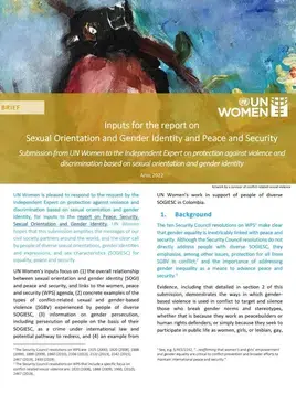 Inputs for the Report on Sexual Orientation and Gender Identity and Peace and Security: Submission from UN Women to the UN Independent Expert on protection against violence and discrimination based on sexual orientation and gender identity