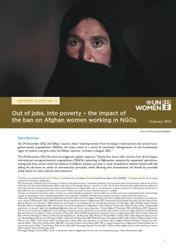 Gender alert no. 3: Out of jobs, into poverty – The impact of the ban on Afghan women working in NGOs