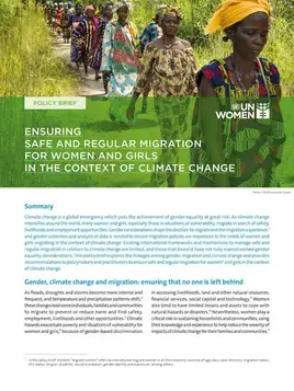 Policy brief: Ensuring safe and regular migration for women and girls in the context of climate change