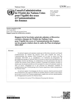 Rapport de la Secrétaire générale adjointe et Directrice exécutive chargée de l’Entité des Nations Unies pour l’égalité des sexes et l’autonomisation des femmes sur les progrès réalisés dans le cadre du Plan stratégique 2022–2025