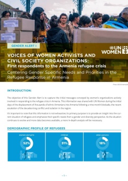 Armenia gender alert no. 1: Voices of women activists and civil society organizations: First respondents to the Armenia refugee crisis