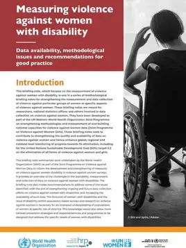 Measuring violence against women with disability: Data availability, methodological issues, and recommendations for good practice