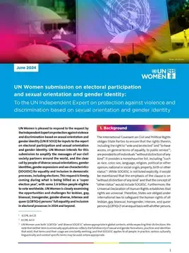 UN Women submission on electoral participation and sexual orientation and gender identity: To the UN Independent Expert on protection against violence and discrimination based on sexual orientation and gender identity