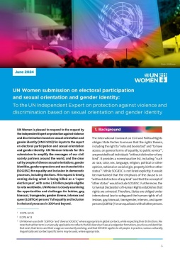 UN Women submission on electoral participation and sexual orientation and gender identity: To the UN Independent Expert on protection against violence and discrimination based on sexual orientation and gender identity