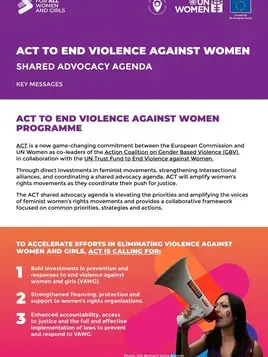 ACT to End Violence against Women shared advocacy agenda: Key messages