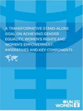 Cover of UN Women long paper on a transformative stand-alone goal on achieving gender equality