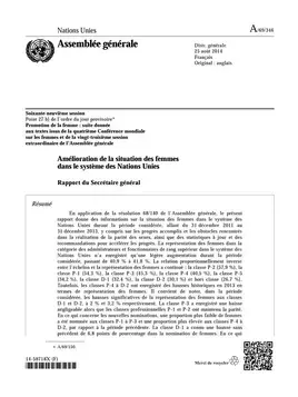 Amélioration de la situation des femmes dans le système des Nations Unies : Rapport du Secrétaire général (2014)