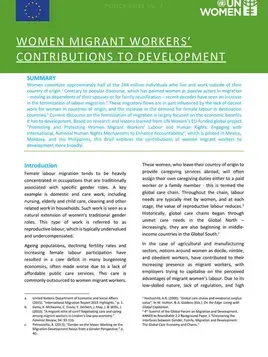 Women migrant workers’ contributions to development