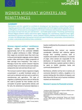 Women migrant workers and remittances