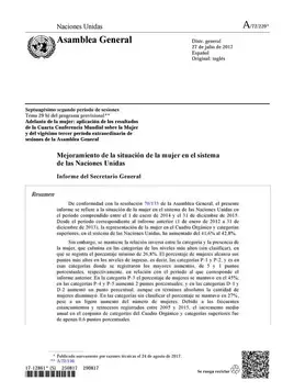 Mejoramiento de la situación de la mujer en el sistema de las Naciones Unidas: Informe del Secretario General (2017)