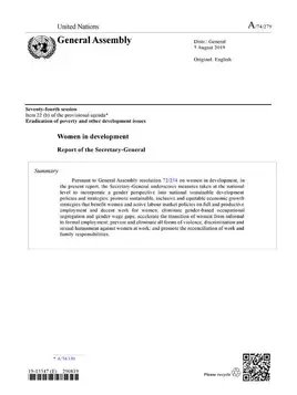 Women in development: Report of the Secretary-General (2019)