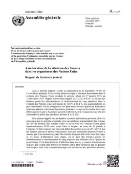 Amélioration de la situation des femmes dans les organismes des Nations Unies : Rapport du Secrétaire général (2019)