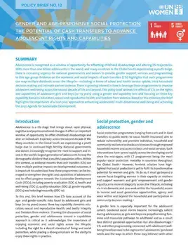 Gender and age-responsive social protection: The potential of cash transfers to advance adolescent rights and capabilities