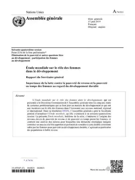 Étude mondiale sur le rôle des femmes dans le développement : Rapport du Secrétaire général (2019) : Importance de la lutte contre la pauvreté de revenu et la pauvreté en temps des femmes au regard du développement durable