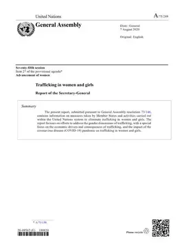 Trafficking in women and girls: Report of the Secretary-General