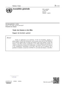 Traite des femmes et des filles : Rapport du Secrétaire général