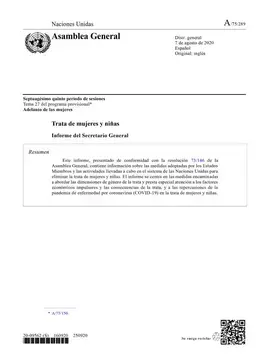 Trata de mujeres y niñas: Informe del Secretario General