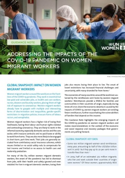 Guidance note: Addressing the impacts of the COVID-19 pandemic on women migrant workers