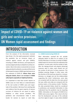 Impact of COVID-19 on violence against women and girls and service provision: UN Women rapid assessment and findings