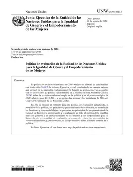 Política de evaluación de la Entidad de las Naciones Unidas para la Igualdad de Género y el Empoderamiento de la Mujer (2020)