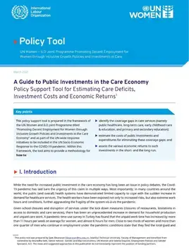 A guide to public investments in the care economy: Policy support tool for estimating care deficits, investment costs, and economic returns 