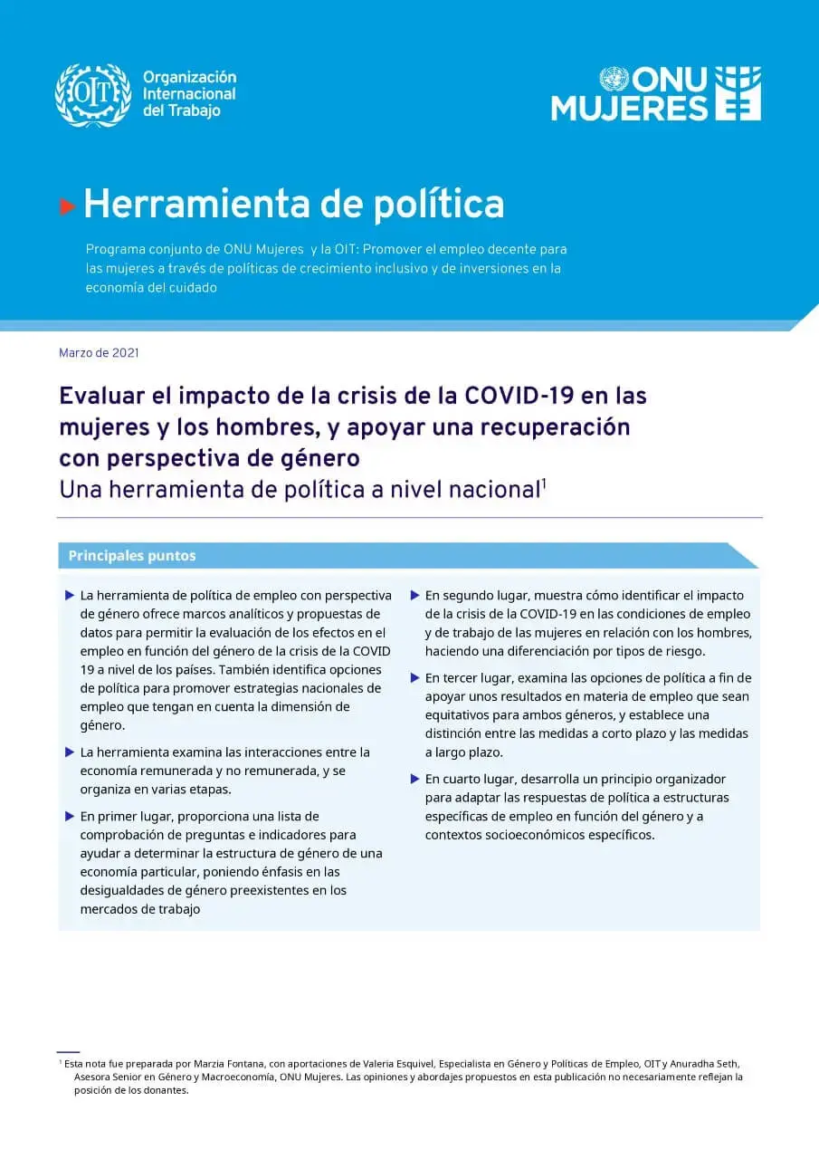Evaluar el impacto de la crisis de la COVID-19 en las mujeres y los hombres, y apoyar una recuperación con perspectiva de género