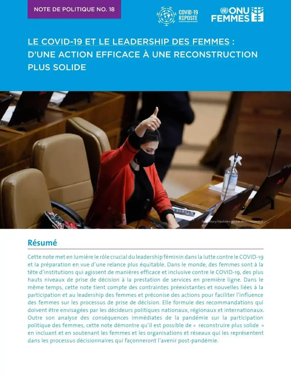 Le COVID-19 et le leadership des femmes : D’une action efficace à une reconstruction plus solide