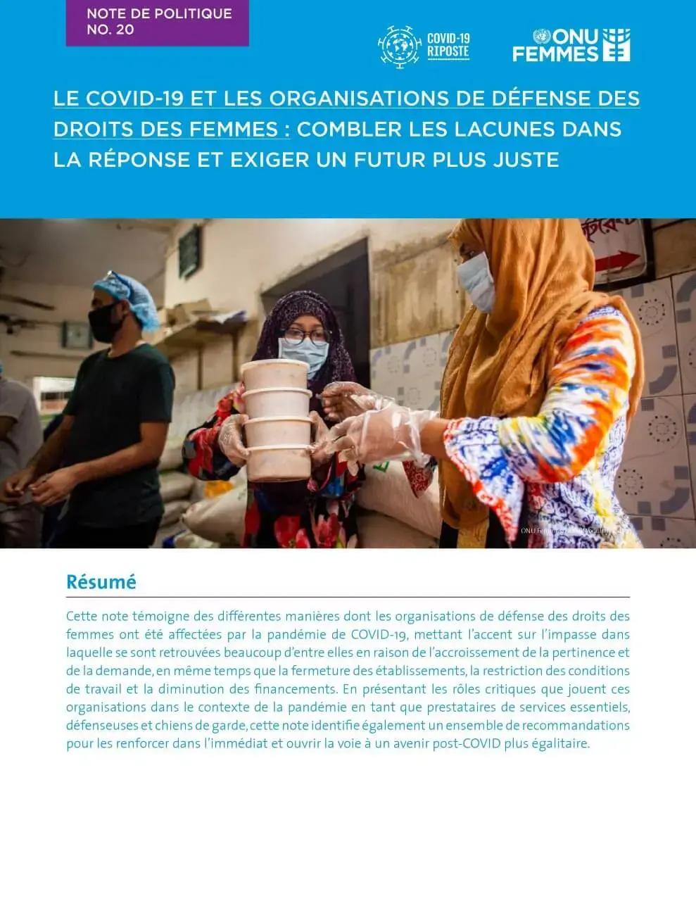 Le COVID-19 et les organisations de défense des droits des femmes : Combler les lacunes dans la réponse et exiger un futur plus juste